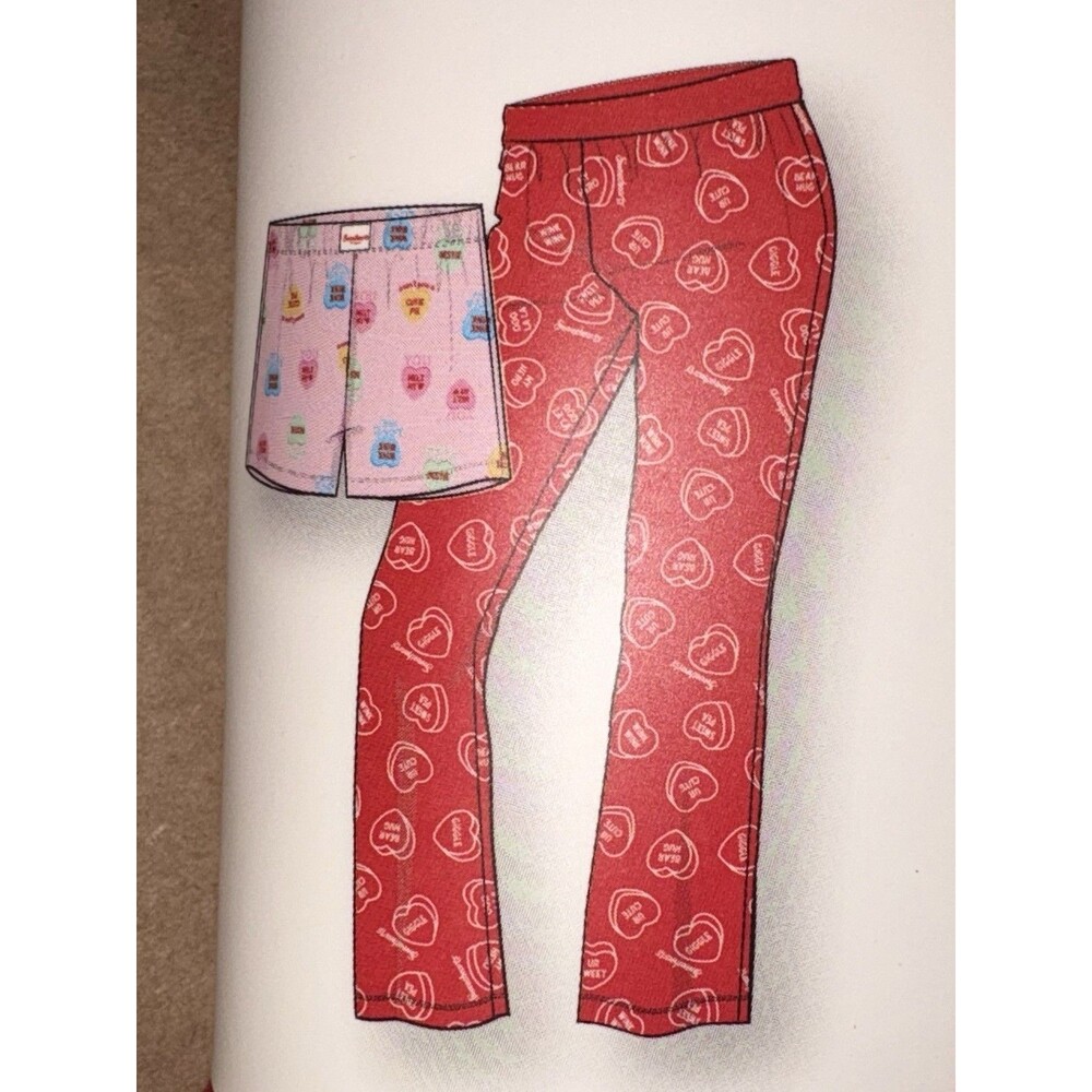Conversation Heart Valentine Flannel Pajama Shorts & Lounge Pants Size XL NWT